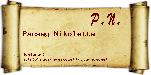 Pacsay Nikoletta névjegykártya